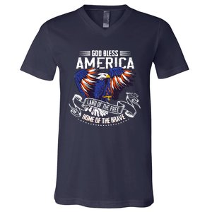 God Bless America Eagle | Land Of The Free Home Of The Brave V-Neck T-Shirt