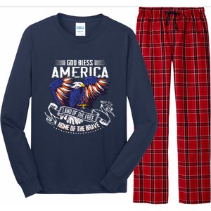 God Bless America Eagle | Land Of The Free Home Of The Brave Long Sleeve Pajama Set