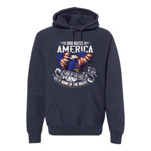 God Bless America Eagle | Land Of The Free Home Of The Brave Premium Hoodie