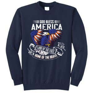 God Bless America Eagle | Land Of The Free Home Of The Brave Tall Sweatshirt