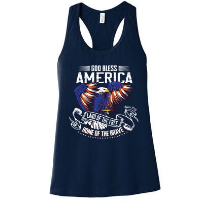 God Bless America Eagle | Land Of The Free Home Of The Brave Women's Racerback Tank