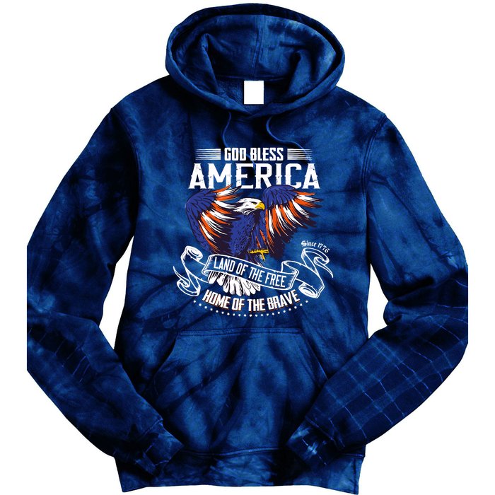 God Bless America Eagle | Land Of The Free Home Of The Brave Tie Dye Hoodie