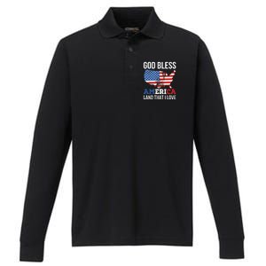 God Bless America Land That I Love Usa 4th Of July Gift Performance Long Sleeve Polo