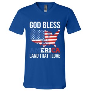 God Bless America Land That I Love Usa 4th Of July Gift V-Neck T-Shirt