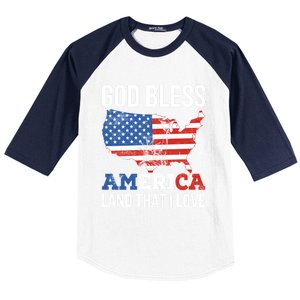 God Bless America Land That I Love Usa 4th Of July Gift Baseball Sleeve Shirt