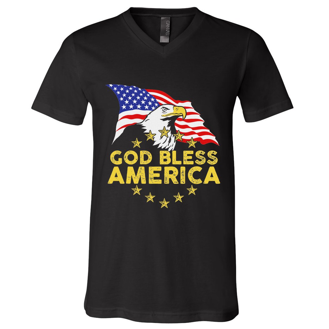 God Bless America Patriotic Bald Eagle United States V-Neck T-Shirt