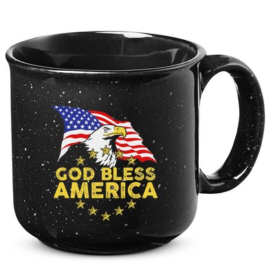 God Bless America Patriotic Bald Eagle United States 15oz Campfire Ceramic Mug