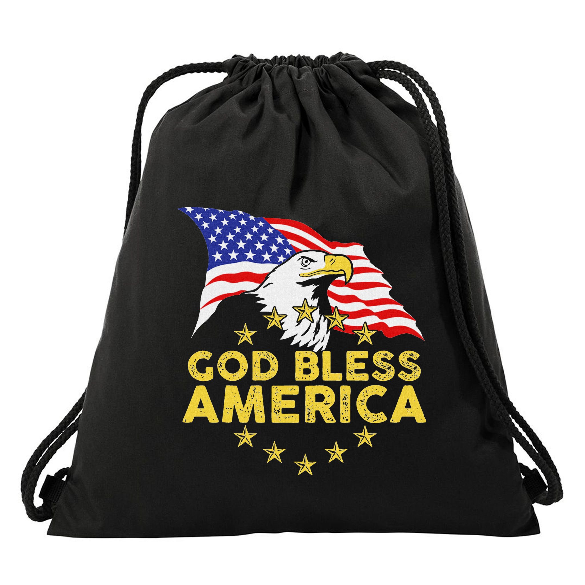 God Bless America Patriotic Bald Eagle United States Drawstring Bag