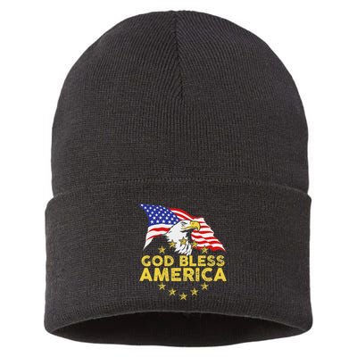 God Bless America Patriotic Bald Eagle United States Sustainable Knit Beanie