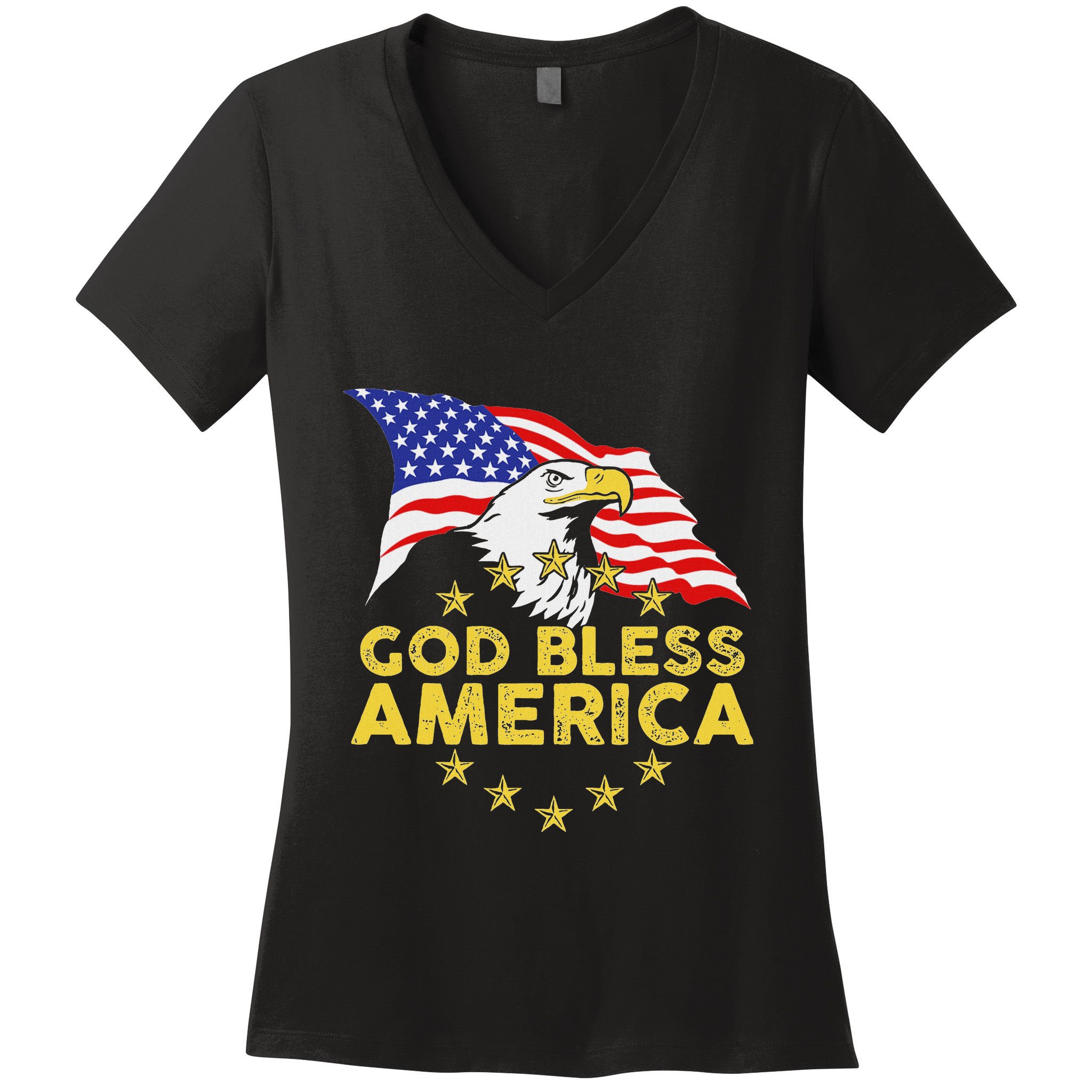 God Bless America Patriotic Bald Eagle United States Women's V-Neck T-Shirt