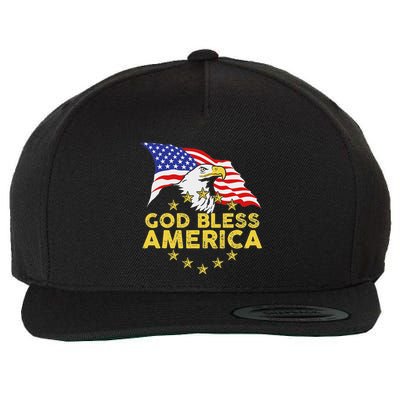 God Bless America Patriotic Bald Eagle United States Wool Snapback Cap