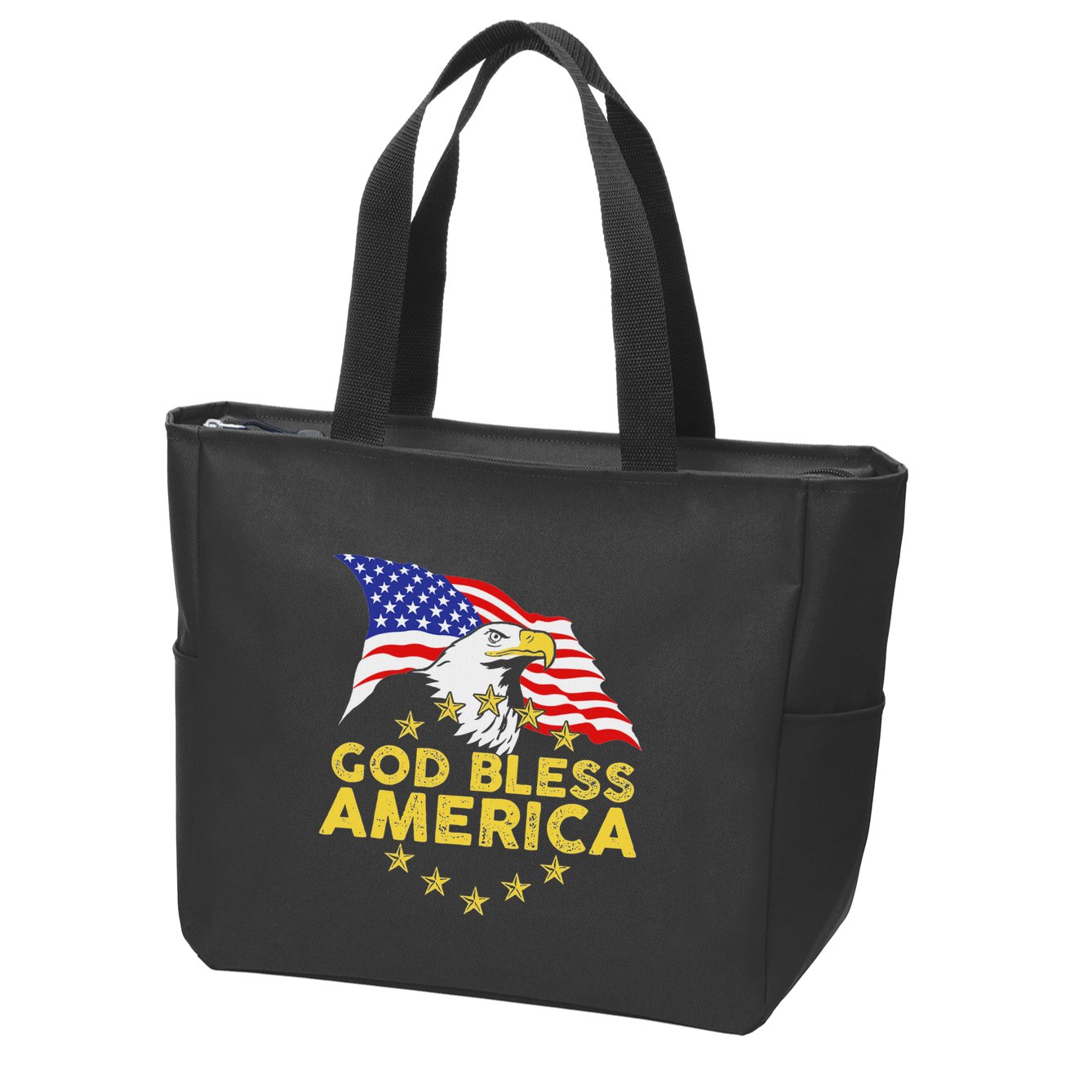 God Bless America Patriotic Bald Eagle United States Zip Tote Bag