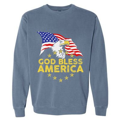 God Bless America Patriotic Bald Eagle United States Garment-Dyed Sweatshirt