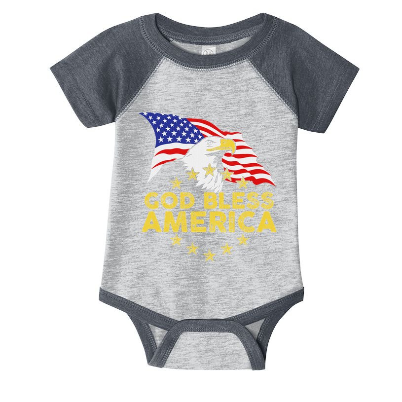 God Bless America Patriotic Bald Eagle United States Infant Baby Jersey Bodysuit