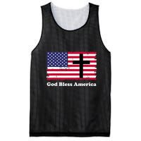 God Bless America Patriotic Flag With Cross Mesh Reversible Basketball Jersey Tank