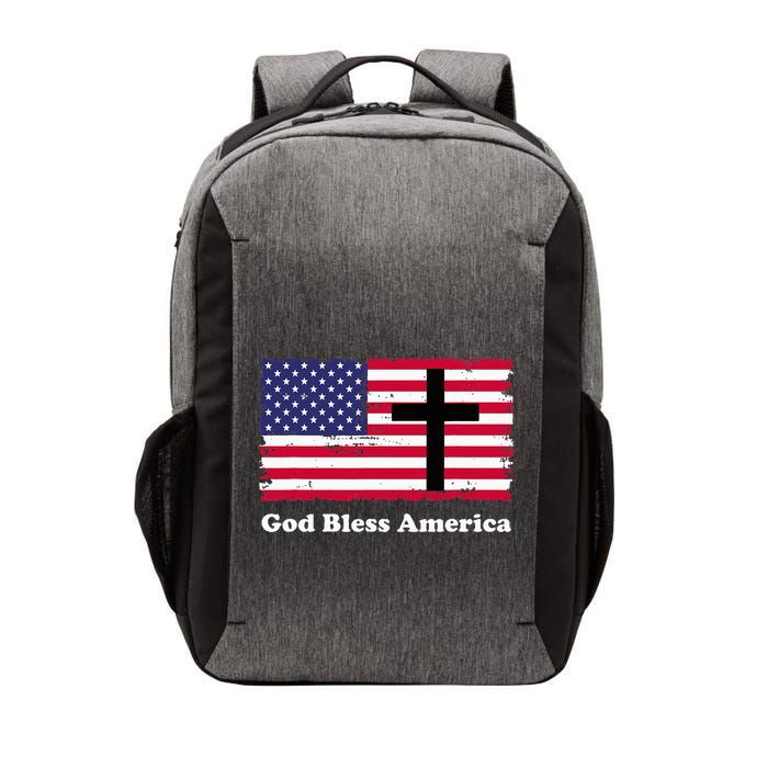 God Bless America Patriotic Flag With Cross Vector Backpack