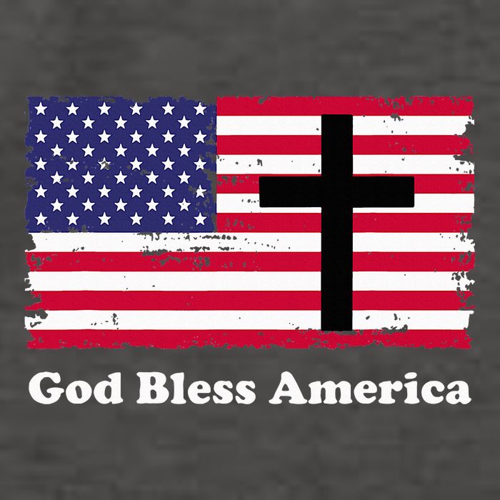 God Bless America Patriotic Flag With Cross Vector Backpack