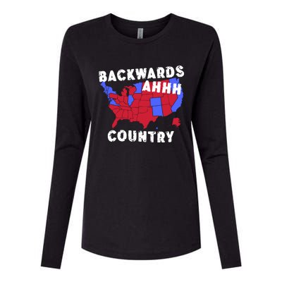 Gotfunny Backwards Ahhh Country Womens Cotton Relaxed Long Sleeve T-Shirt