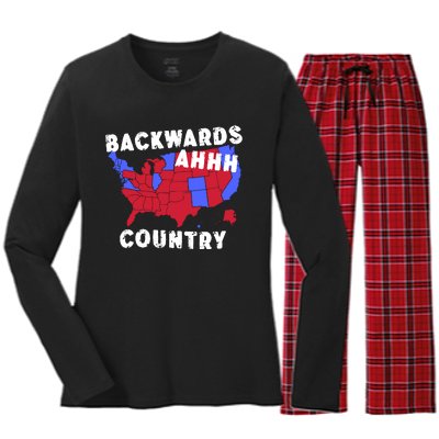 Gotfunny Backwards Ahhh Country Women's Long Sleeve Flannel Pajama Set 