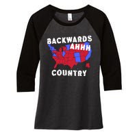 Gotfunny Backwards Ahhh Country Women's Tri-Blend 3/4-Sleeve Raglan Shirt