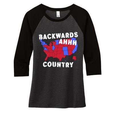 Gotfunny Backwards Ahhh Country Women's Tri-Blend 3/4-Sleeve Raglan Shirt