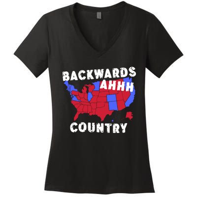 Gotfunny Backwards Ahhh Country Women's V-Neck T-Shirt