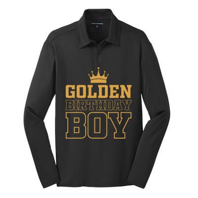 Golden Birthday Boy Birthday Party Decoration Silk Touch Performance Long Sleeve Polo