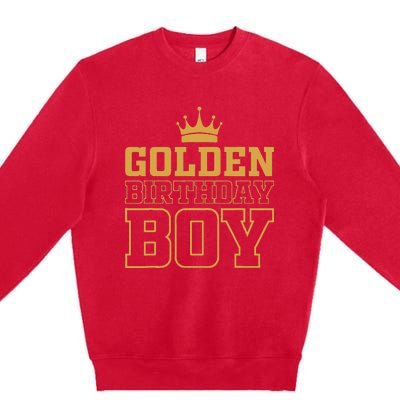 Golden Birthday Boy Birthday Party Decoration Premium Crewneck Sweatshirt