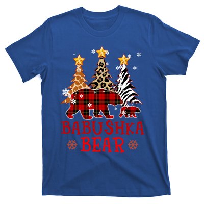 Grandma Babushka Bear Xmas Tree Pj Leopard Buffalo Plaid Gift T-Shirt