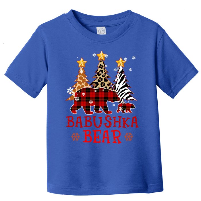 Grandma Babushka Bear Xmas Tree Pj Leopard Buffalo Plaid Gift Toddler T-Shirt