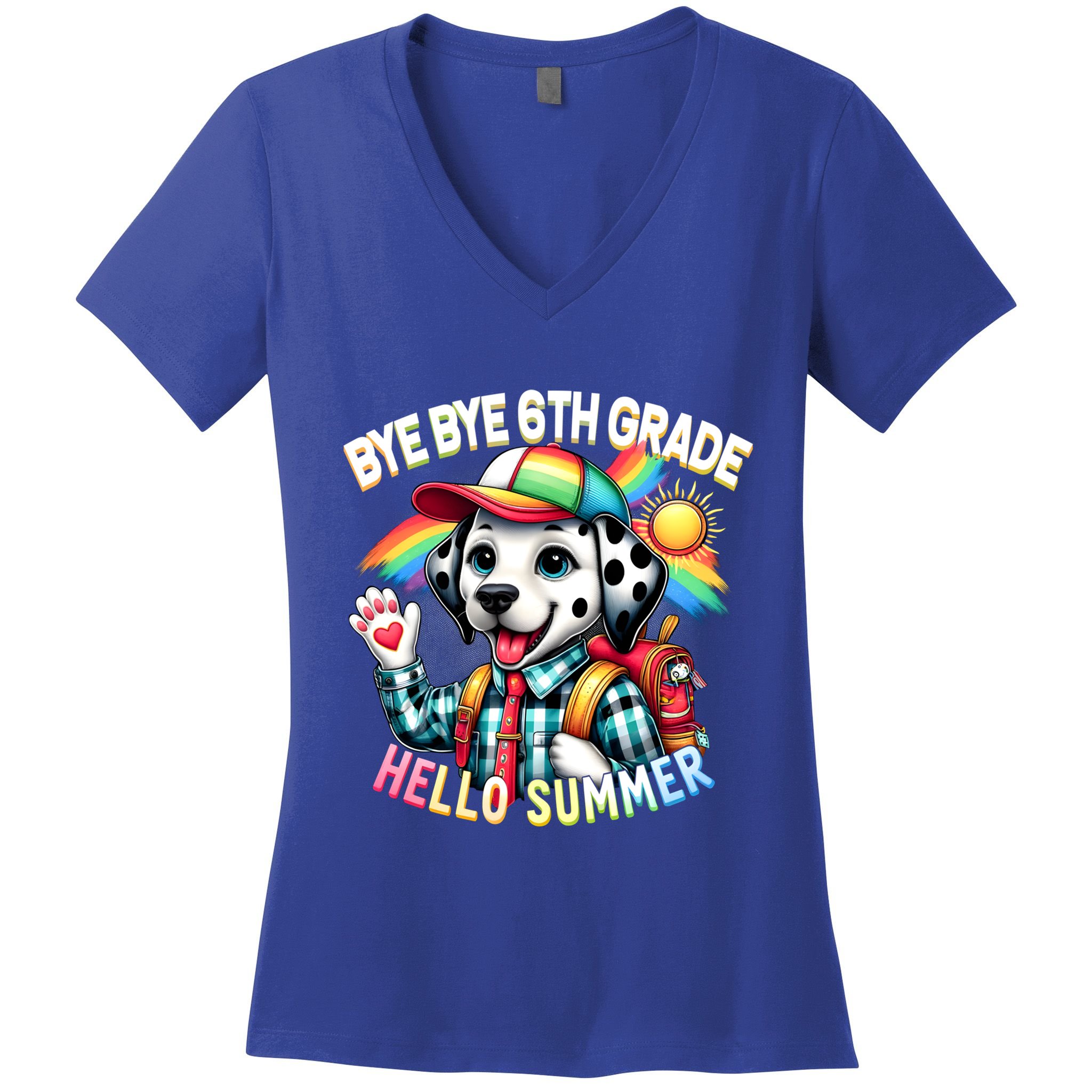 Graduation Bye Bye 6th Grade Hello 7th Grade Hello Summer Gift Women's V-Neck T-Shirt