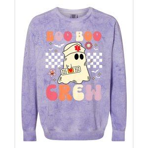 Groovy Boo Boo Crew Nurse Funny Ghost Women Halloween Nurse Colorblast Crewneck Sweatshirt