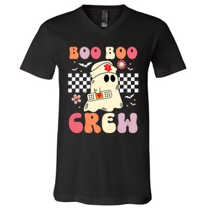 Groovy Boo Boo Crew Nurse Funny Ghost Women Halloween Nurse V-Neck T-Shirt