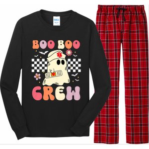 Groovy Boo Boo Crew Nurse Funny Ghost Women Halloween Nurse Long Sleeve Pajama Set