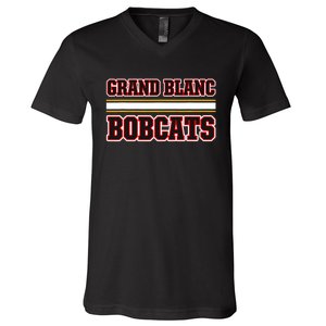 Grand Blanc Bobcats Horizontal Stripes V-Neck T-Shirt