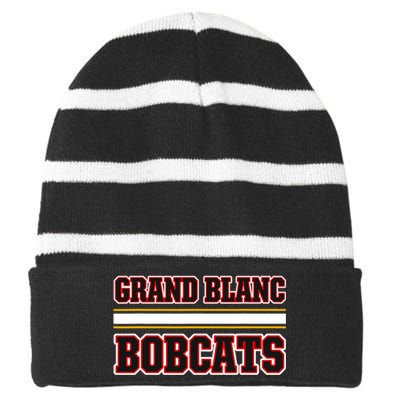 Grand Blanc Bobcats Horizontal Stripes Striped Beanie with Solid Band