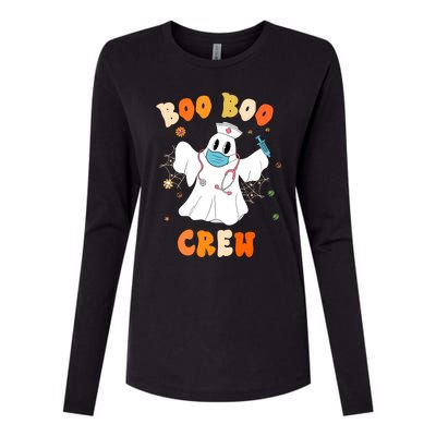 Groovy Boo Boo Crew Nurse Funny Ghost Halloween Nurse Gift Womens Cotton Relaxed Long Sleeve T-Shirt