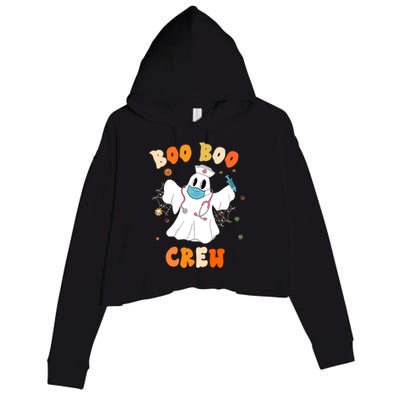 Groovy Boo Boo Crew Nurse Funny Ghost Halloween Nurse Gift Crop Fleece Hoodie