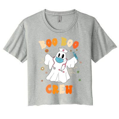 Groovy Boo Boo Crew Nurse Funny Ghost Halloween Nurse Gift Women's Crop Top Tee