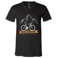 Gravel Bike Bikepacking and Cyclocross Bicyclist V-Neck T-Shirt