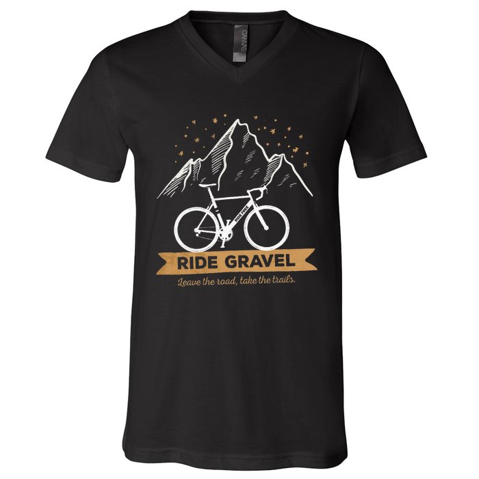 Gravel Bike Bikepacking and Cyclocross Bicyclist V-Neck T-Shirt