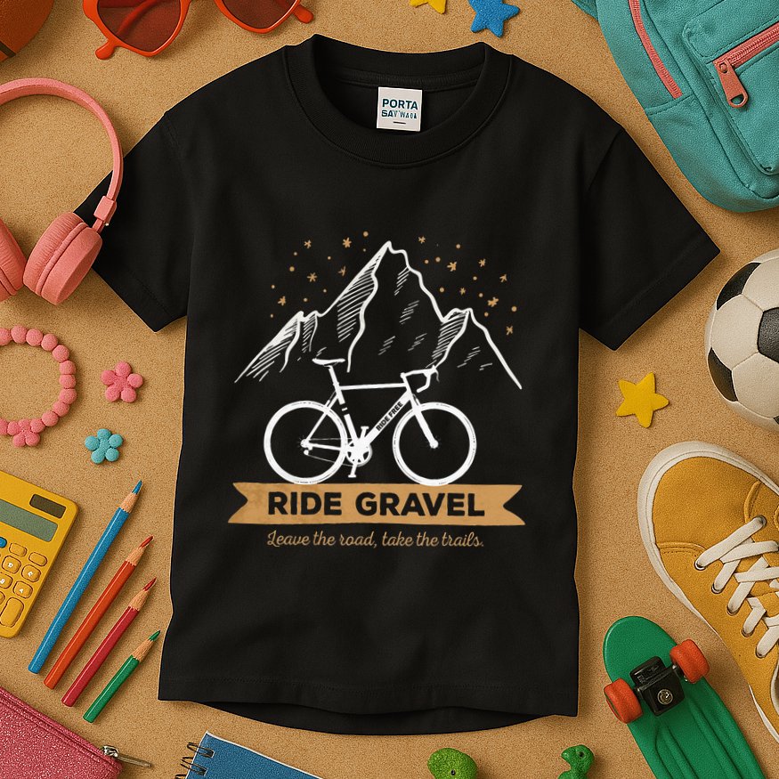 Gravel Bike Bikepacking and Cyclocross Bicyclist Kids T-Shirt
