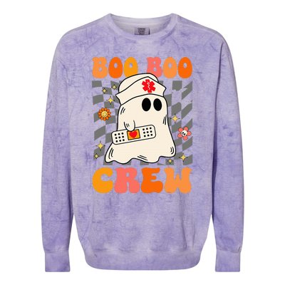 Groovy Boo Boo Crew Nurse Funny Ghost Halloween Nurse Colorblast Crewneck Sweatshirt