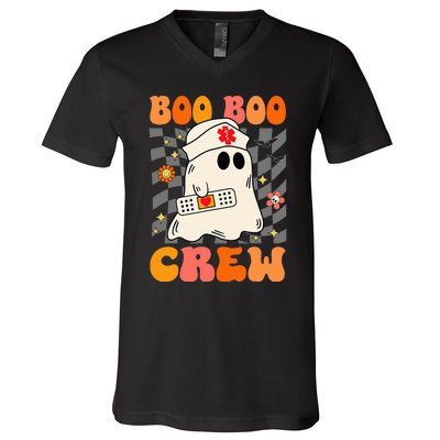 Groovy Boo Boo Crew Nurse Funny Ghost Halloween Nurse V-Neck T-Shirt