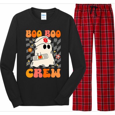 Groovy Boo Boo Crew Nurse Funny Ghost Halloween Nurse Long Sleeve Pajama Set