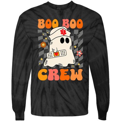 Groovy Boo Boo Crew Nurse Funny Ghost Halloween Nurse Tie-Dye Long Sleeve Shirt