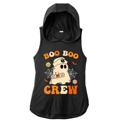 Groovy Boo Boo Crew Nurse Funny Ghost Halloween Nurse Ladies PosiCharge Tri-Blend Wicking Draft Hoodie Tank