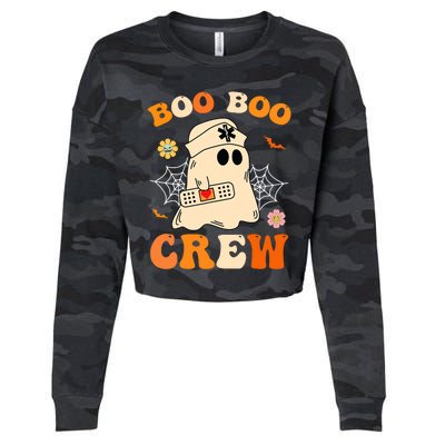 Groovy Boo Boo Crew Nurse Funny Ghost Halloween Nurse Cropped Pullover Crew