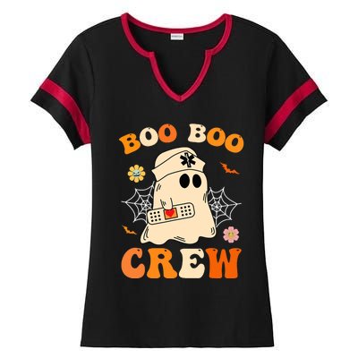 Groovy Boo Boo Crew Nurse Funny Ghost Halloween Nurse Ladies Halftime Notch Neck Tee