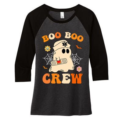 Groovy Boo Boo Crew Nurse Funny Ghost Halloween Nurse Women's Tri-Blend 3/4-Sleeve Raglan Shirt